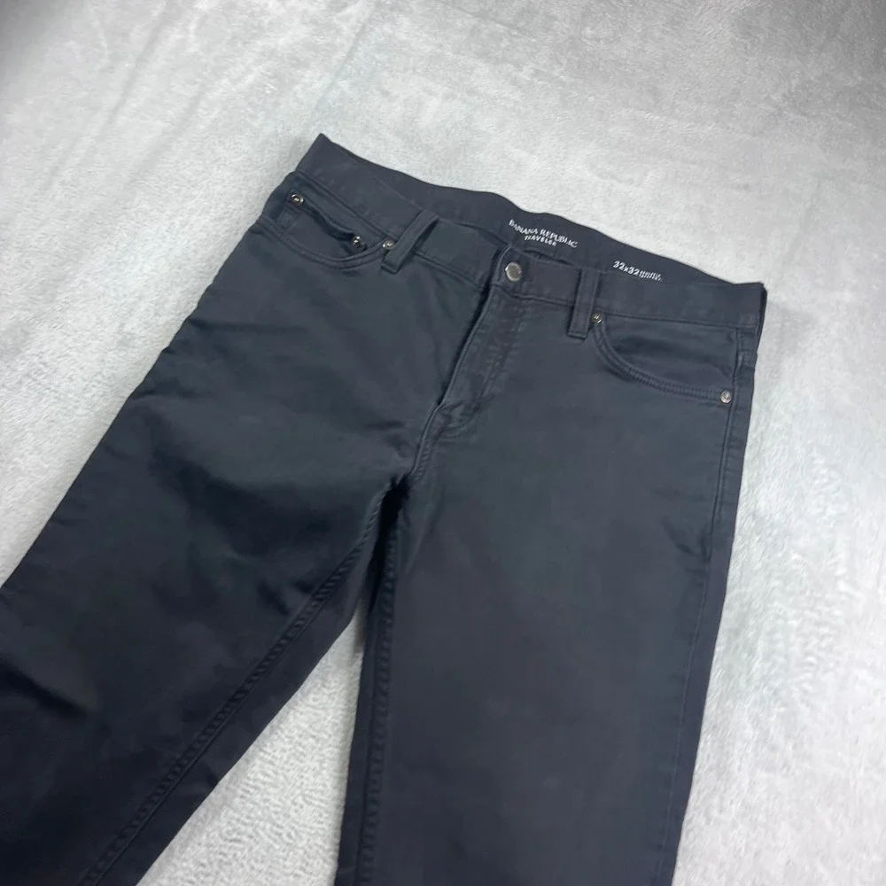 Banana Republic Traveler Pants Mens‎ 32x32 Athletic Tapered Fit Navy Charcoal